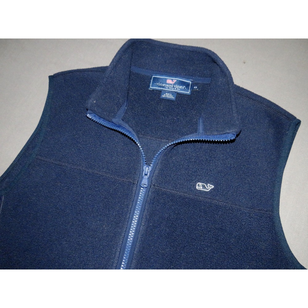 Vineyard Vines Navy Blue Full Zip-Up Fleece Vest Jacket Men's X-Small